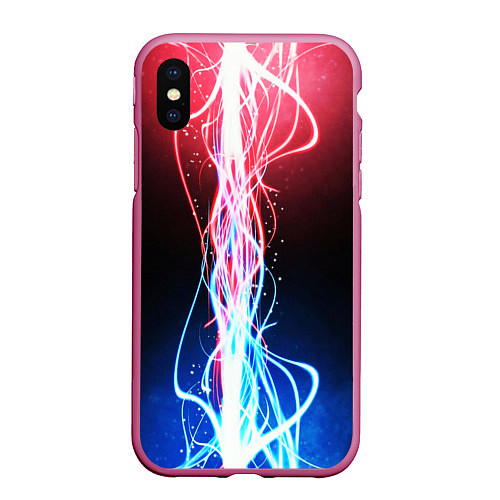 Чехол iPhone XS Max матовый Молнии текстура / 3D-Малиновый – фото 1