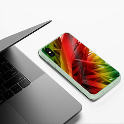 Чехол iPhone XS Max матовый Текстура шипы, цвет: 3D-салатовый — фото 2