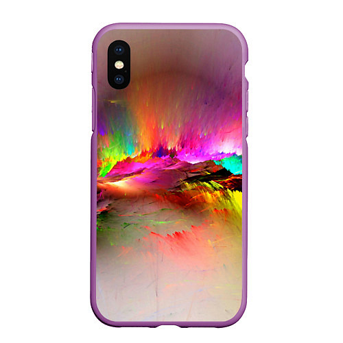 Чехол iPhone XS Max матовый Грозовые краски всплеск / 3D-Фиолетовый – фото 1