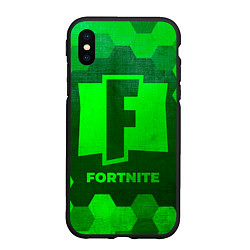 Чехол iPhone XS Max матовый Fortnite - green gradient, цвет: 3D-черный