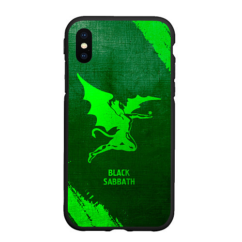 Чехол iPhone XS Max матовый Black Sabbath - green gradient / 3D-Черный – фото 1