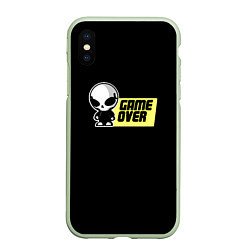 Чехол iPhone XS Max матовый Game over alien, цвет: 3D-салатовый