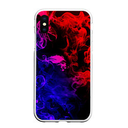 Чехол iPhone XS Max матовый Неоновый цветок в дыму