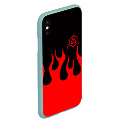 Чехол iPhone XS Max матовый Linkin park logo fire, цвет: 3D-мятный — фото 2