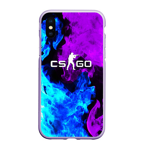 Чехол iPhone XS Max матовый CSGO neon flame / 3D-Светло-сиреневый – фото 1