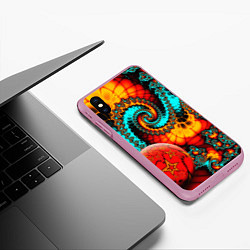 Чехол iPhone XS Max матовый Фрактальный узор из фигур, цвет: 3D-розовый — фото 2