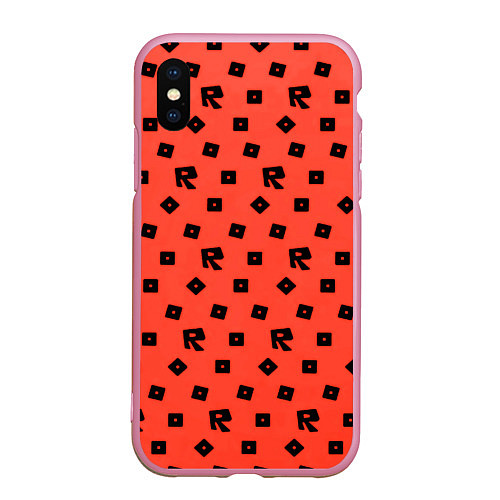 Чехол iPhone XS Max матовый Roblox game pattern / 3D-Розовый – фото 1