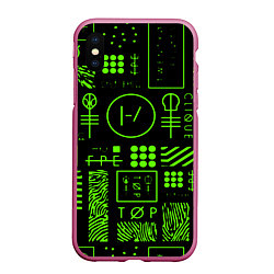 Чехол iPhone XS Max матовый Twenty one pilots neon, цвет: 3D-малиновый