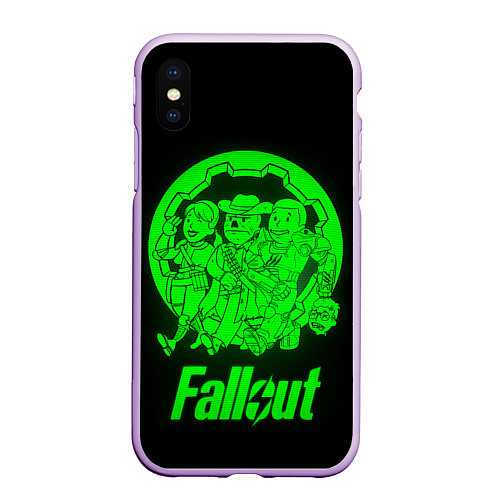 Чехол iPhone XS Max матовый Fallout - movie heroes / 3D-Сиреневый – фото 1