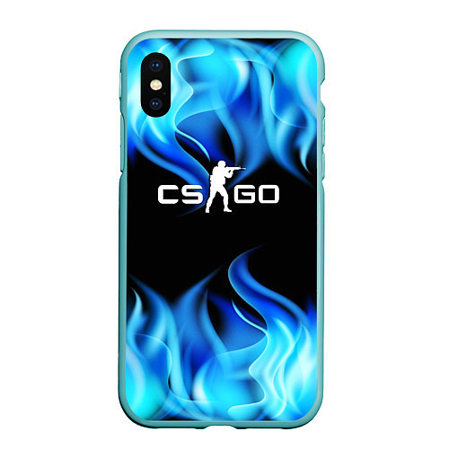 Чехол iPhone XS Max матовый CGGO blue flame / 3D-Мятный – фото 1