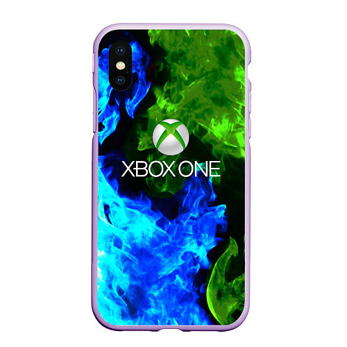 Чехол iPhone XS Max матовый Xbox битва огня / 3D-Сиреневый – фото 1