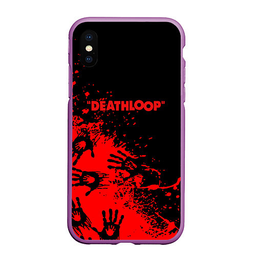 Чехол iPhone XS Max матовый Deathloop руки краска / 3D-Фиолетовый – фото 1