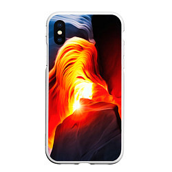 Чехол iPhone XS Max матовый Абстракция разлом, цвет: 3D-белый