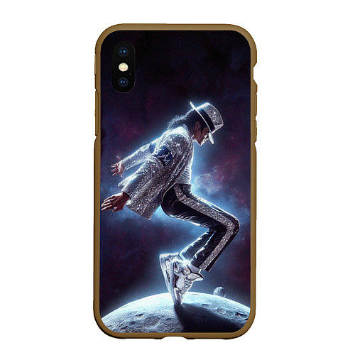 Чехол iPhone XS Max матовый Michael Jackson on the moon / 3D-Коричневый – фото 1