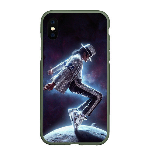 Чехол iPhone XS Max матовый Michael Jackson on the moon / 3D-Темно-зеленый – фото 1