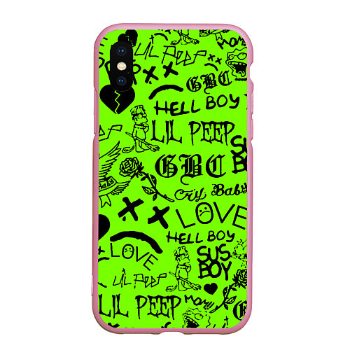 Чехол iPhone XS Max матовый Lil Peep кислотный паттерн / 3D-Розовый – фото 1