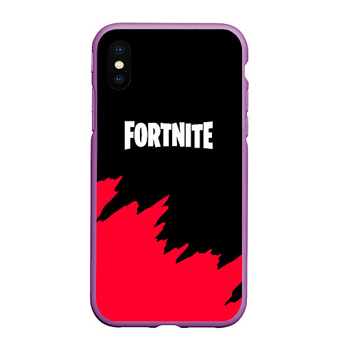 Чехол iPhone XS Max матовый Fortnite розовые краски / 3D-Фиолетовый – фото 1