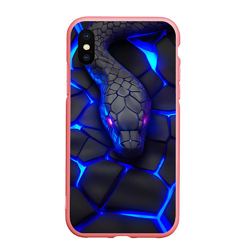 Чехол iPhone XS Max матовый Змея в стиле киберпанк / 3D-Баблгам – фото 1