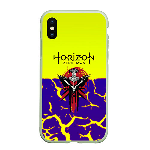 Чехол iPhone XS Max матовый Horizon zero dawn разломы / 3D-Салатовый – фото 1