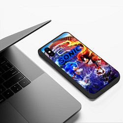 Чехол iPhone XS Max матовый Соник и Шэдоу ёжики, цвет: 3D-черный — фото 2