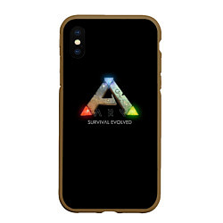 Чехол iPhone XS Max матовый Ark: Survival Evolved logo rpg, цвет: 3D-коричневый