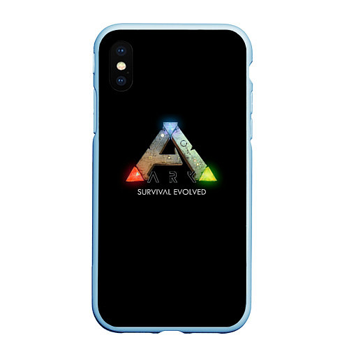 Чехол iPhone XS Max матовый Ark: Survival Evolved logo rpg / 3D-Голубой – фото 1