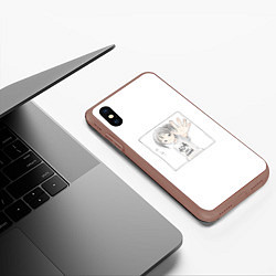 Чехол iPhone XS Max матовый 404 error anime tag, цвет: 3D-коричневый — фото 2