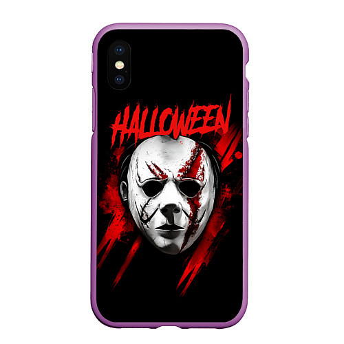 Чехол iPhone XS Max матовый Halloween Michael Myers / 3D-Фиолетовый – фото 1