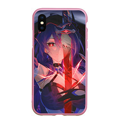 Чехол iPhone XS Max матовый Honkai Star Rail Black Swan beauty, цвет: 3D-розовый