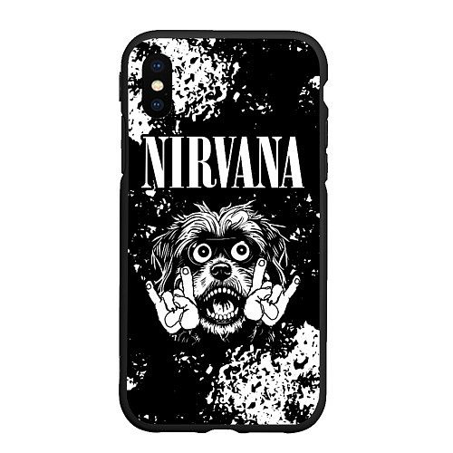 Чехол iPhone XS Max матовый Nirvana рок пес / 3D-Черный – фото 1