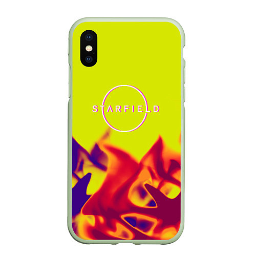 Чехол iPhone XS Max матовый Starfield fire steel / 3D-Салатовый – фото 1