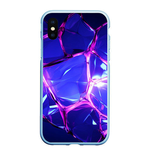 Чехол iPhone XS Max матовый Блестящие синие камни текстура / 3D-Голубой – фото 1