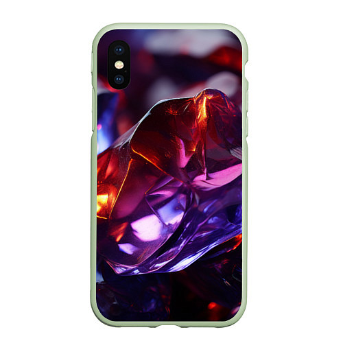 Чехол iPhone XS Max матовый Блестящие яркие камни текстура / 3D-Салатовый – фото 1