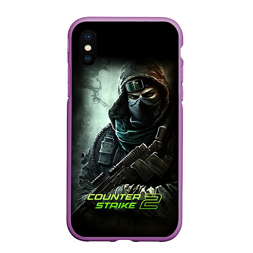 Чехол iPhone XS Max матовый Counter strike 2 спецназ / 3D-Фиолетовый – фото 1