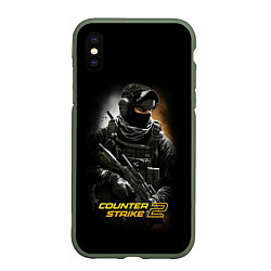 Чехол iPhone XS Max матовый Counter strike спецназовец, цвет: 3D-темно-зеленый