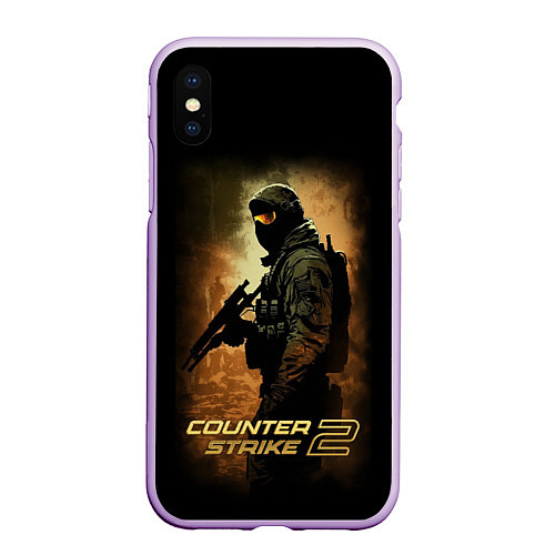 Чехол iPhone XS Max матовый Counter strike спецназовец / 3D-Сиреневый – фото 1