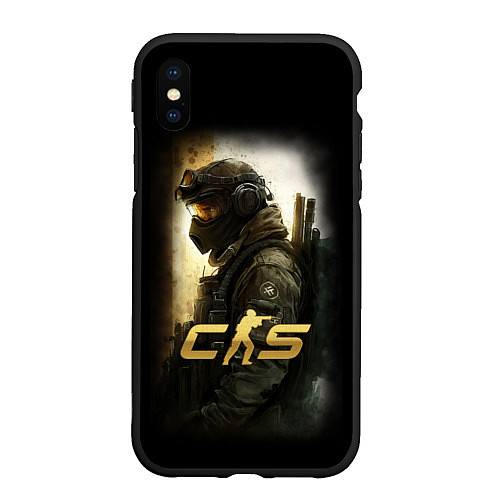 Чехол iPhone XS Max матовый Counter strike спецназовец / 3D-Черный – фото 1