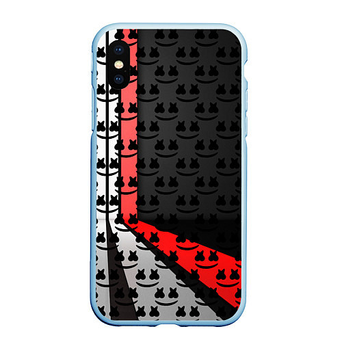 Чехол iPhone XS Max матовый Marshmello pattern / 3D-Голубой – фото 1