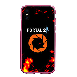 Чехол iPhone XS Max матовый Portal огненная лава, цвет: 3D-малиновый