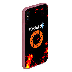 Чехол iPhone XS Max матовый Portal огненная лава, цвет: 3D-малиновый — фото 2