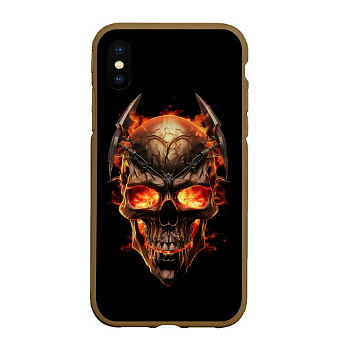 Чехол iPhone XS Max матовый Череп в огне / 3D-Коричневый – фото 1