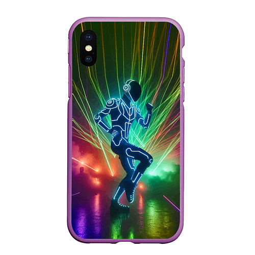 Чехол iPhone XS Max матовый Neon cyber dance - ai art fantasy / 3D-Фиолетовый – фото 1