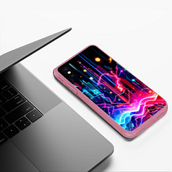 Чехол iPhone XS Max матовый Neon fantasy - ai art, цвет: 3D-малиновый — фото 2