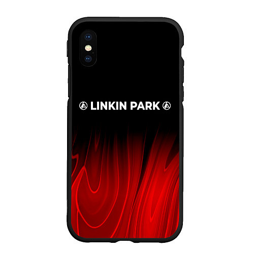 Чехол iPhone XS Max матовый Linkin Park 2024 red plasma / 3D-Черный – фото 1