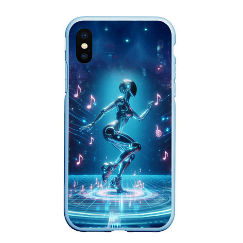 Чехол iPhone XS Max матовый Cyber robot girl - ai art fantasy / 3D-Голубой – фото 1