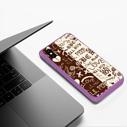 Чехол iPhone XS Max матовый Lil peep retro pattern, цвет: 3D-фиолетовый — фото 2