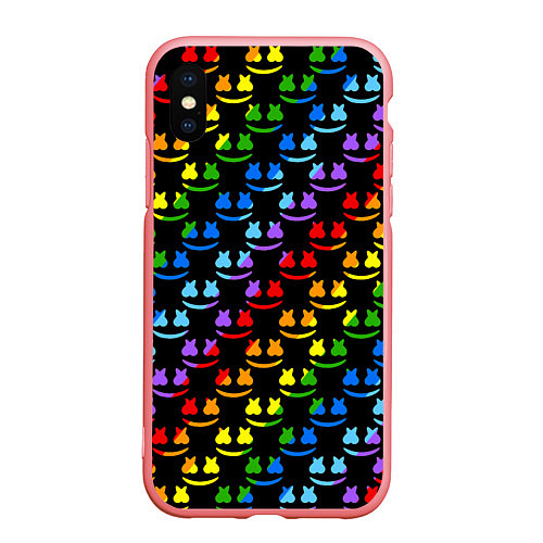 Чехол iPhone XS Max матовый Marshmello pattern neon / 3D-Баблгам – фото 1