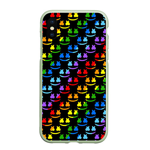 Чехол iPhone XS Max матовый Marshmello pattern neon / 3D-Салатовый – фото 1