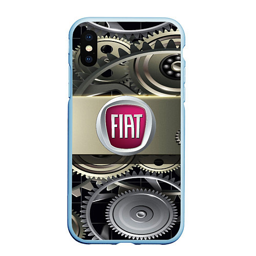 Чехол iPhone XS Max матовый FIAT logo motors / 3D-Голубой – фото 1