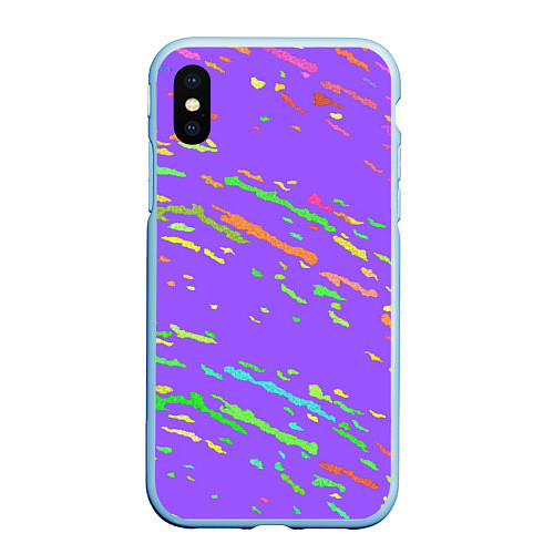 Чехол iPhone XS Max матовый Яркие штрихи / 3D-Голубой – фото 1